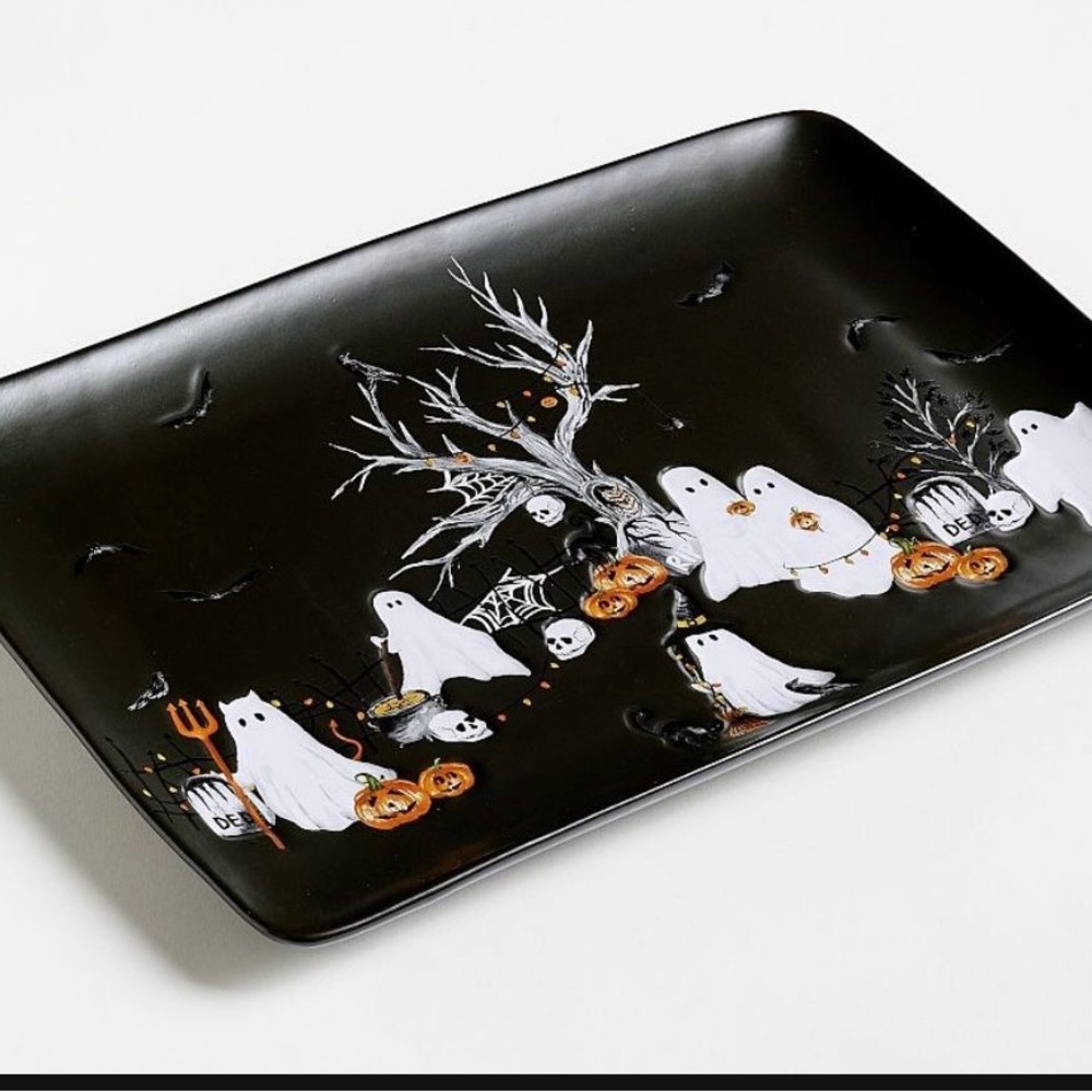 ❤️SOLD❤️New Pottery Barn Halloween Ghosts Rectangular Serving Tray